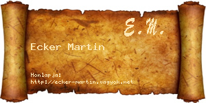 Ecker Martin névjegykártya